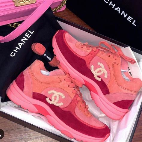 chanel sneakers pink blue|Chanel quilted sneakers.